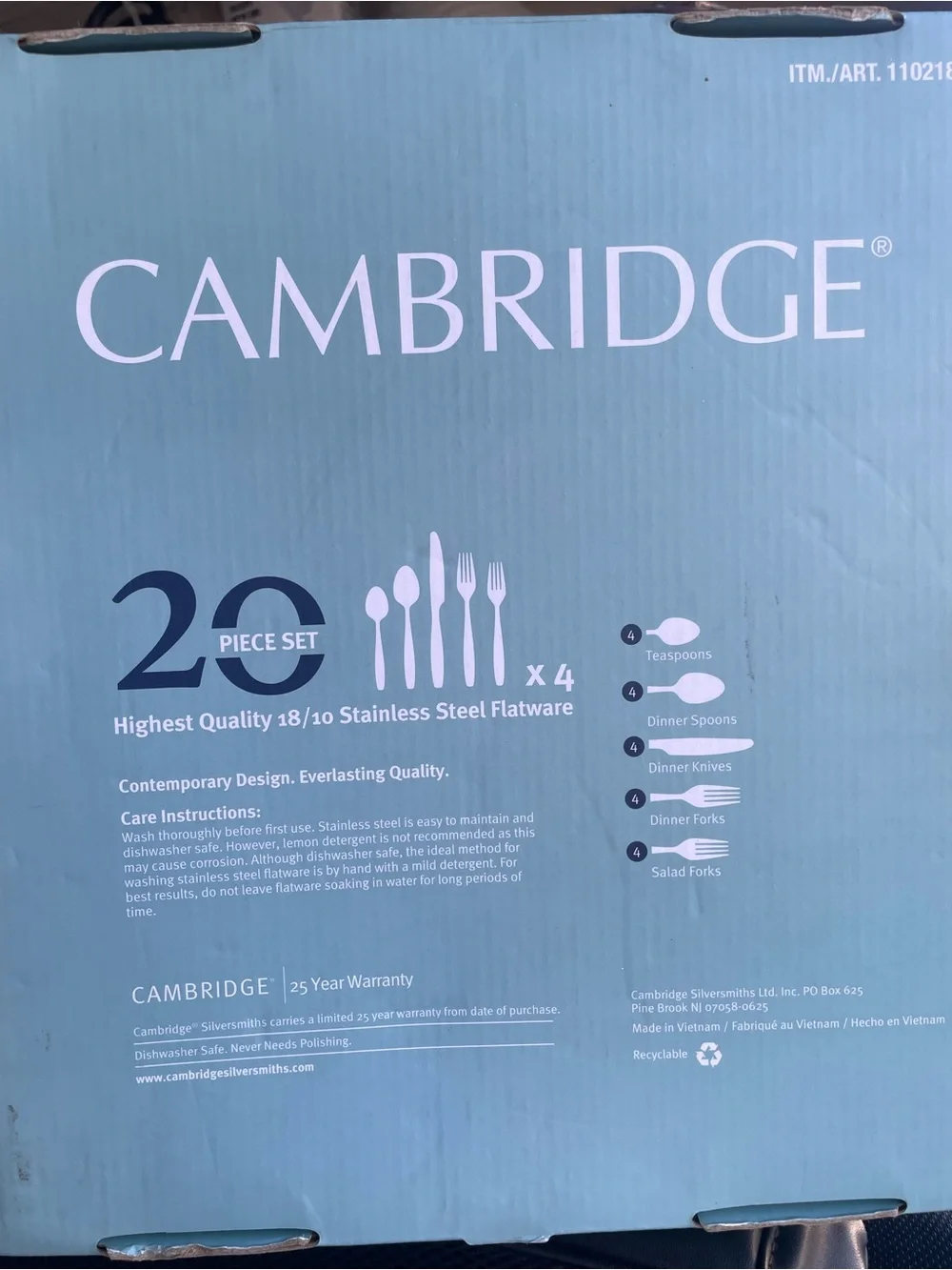 BRAND NEW! Cambridge Maisie Mirror 24-Piece Stainless Steel Flatware Set Silver
